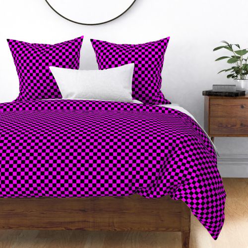 One Inch Black and Magenta Pink Checkered