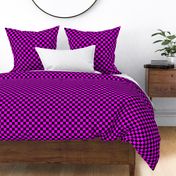 One Inch Black and Magenta Pink Checkered