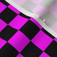 One Inch Black and Magenta Pink Checkered