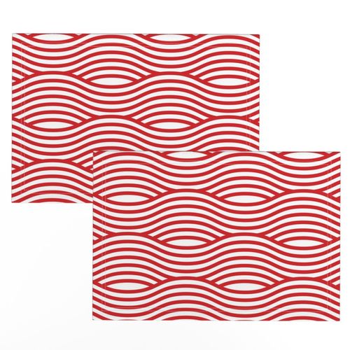 Red and White Wave Asian Stripes