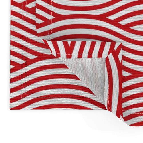 Red and White Wave Asian Stripes