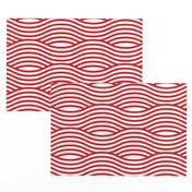 Red and White Wave Asian Stripes