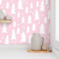 trees // pink baby girl nursery girls pink pastel fir tree forest trees