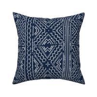 African mud cloth mudcloth tribal white on blue