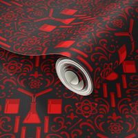 Mad Science Damask (Dark Red)