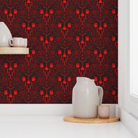 Mad Science Damask (Dark Red)