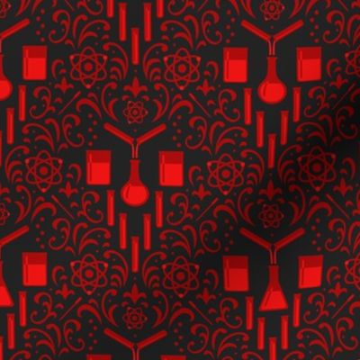 Mad Science Damask (Dark Red)