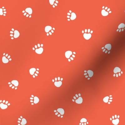 scarlet paw print fabric, pet fabric, dog fabric, cat fabric