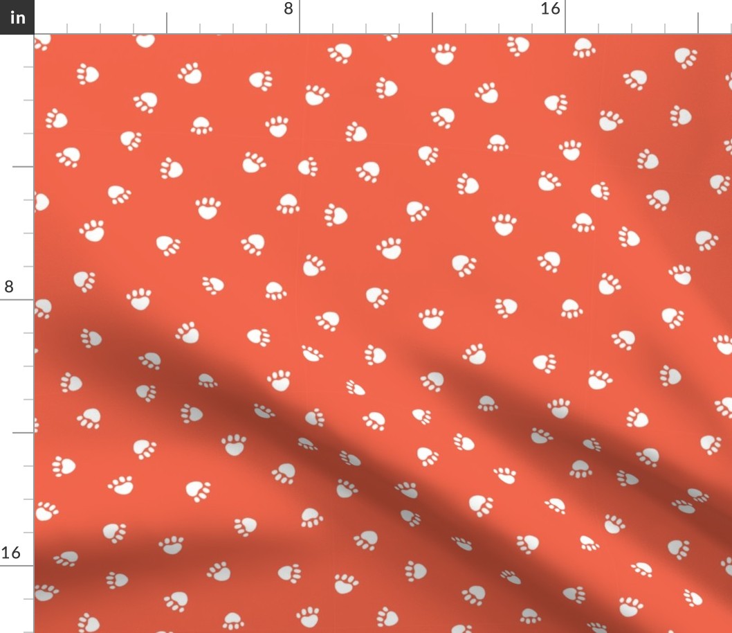 scarlet paw print fabric, pet fabric, dog fabric, cat fabric