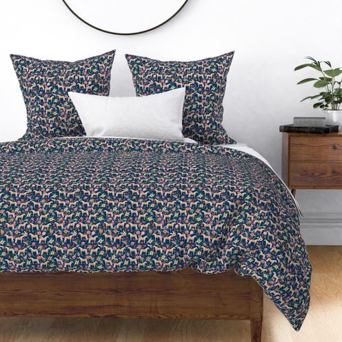 Palomino Horse fabric florals horses navy