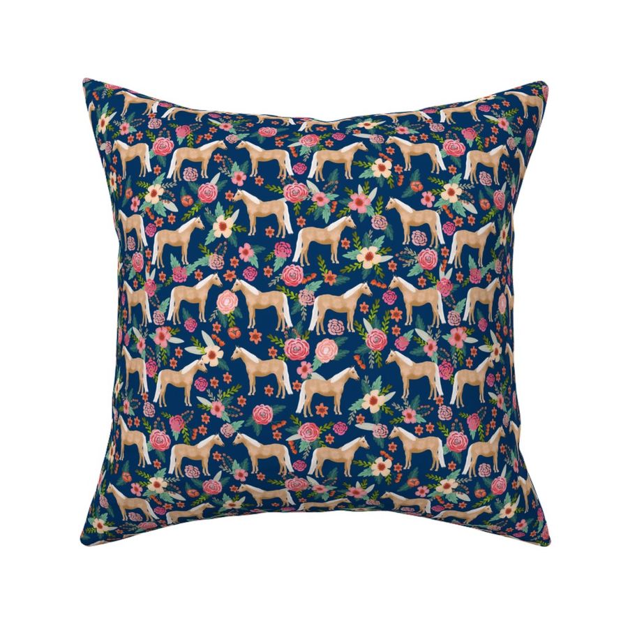 Palomino Horse fabric florals horses navy