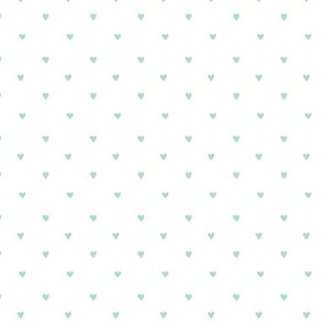 Soft Blue Small Hearts on White for Baby Nursery