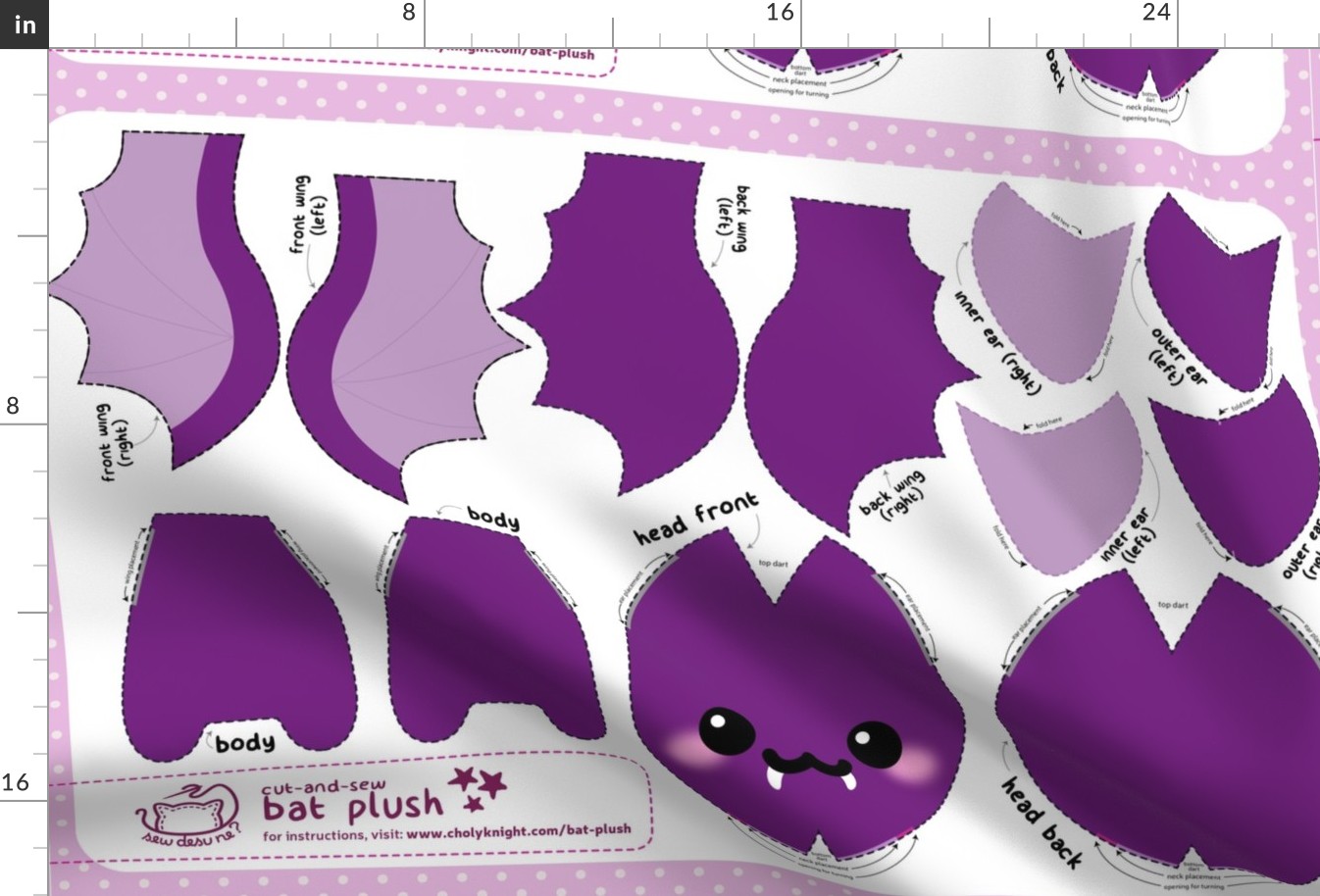 Cut & Sew Purple Bat Plush