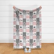 farm life wholecloth - woodgrain - pink and grey farm fabrics