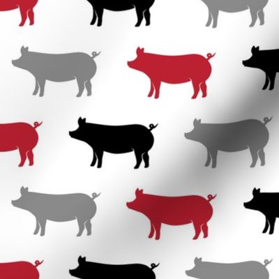 multi pigs - red, grey, black