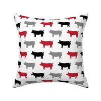 multi pigs - red, grey, black