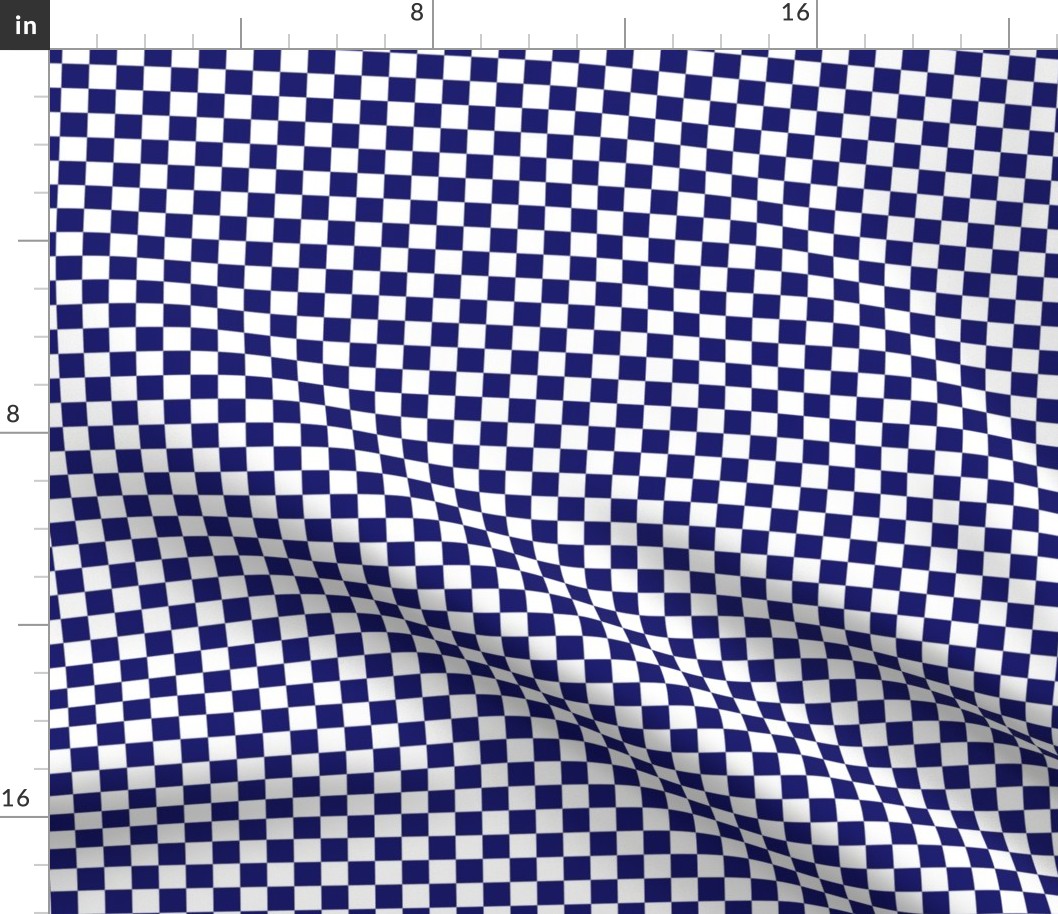 Half Inch White and Midnight Blue Checkerboard Squares