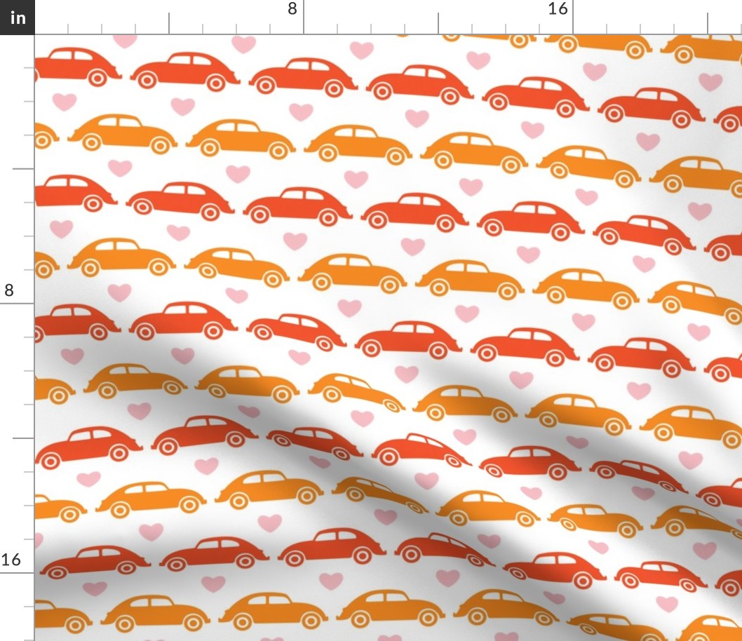 VW Beetle Love - Orange + Pink - Large