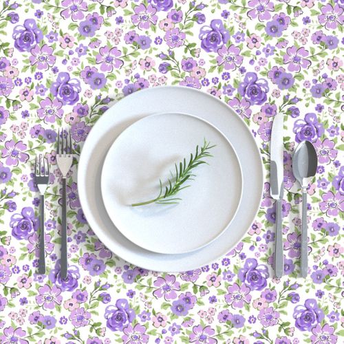 Ditsy Flowers Floral Purple Lilac