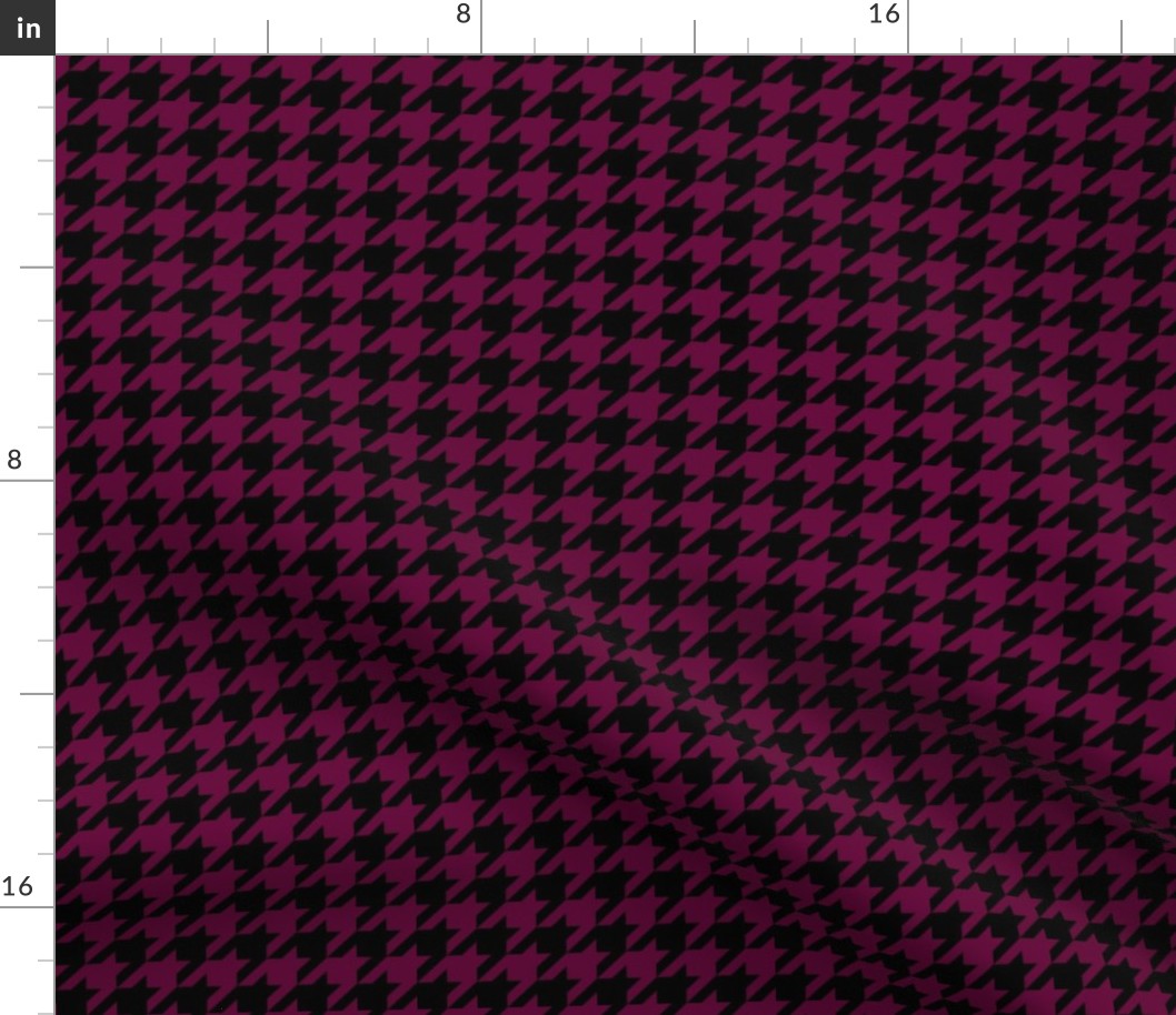 One Inch Tyrian Purple and Black Houndstooth Check