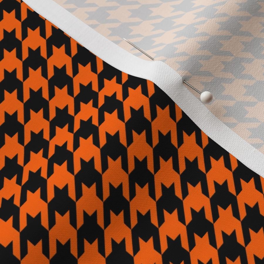 Half Inch Orange and Black Houndstooth Check