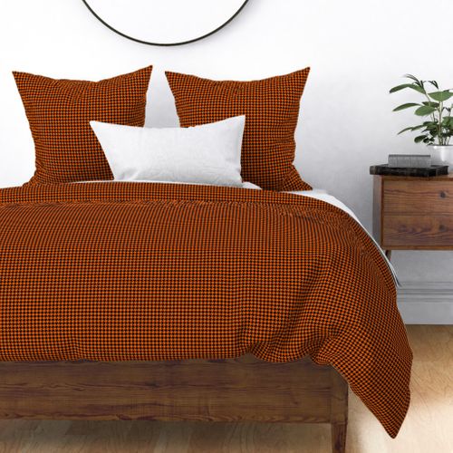 Half Inch Orange and Black Houndstooth Check