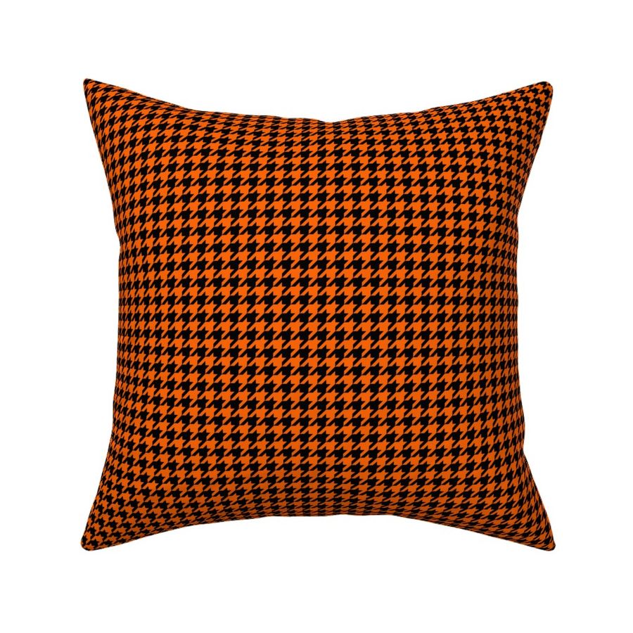 Half Inch Orange and Black Houndstooth Check