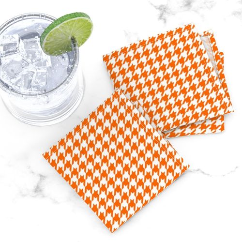 Half Inch Orange and White Houndstooth Check