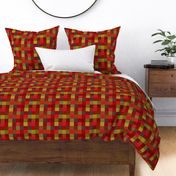 cadmium red olive green-plaid