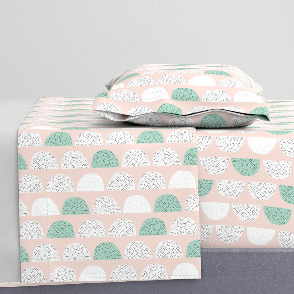 Scandinavian retro circles soft pastel moon gender neutral mint