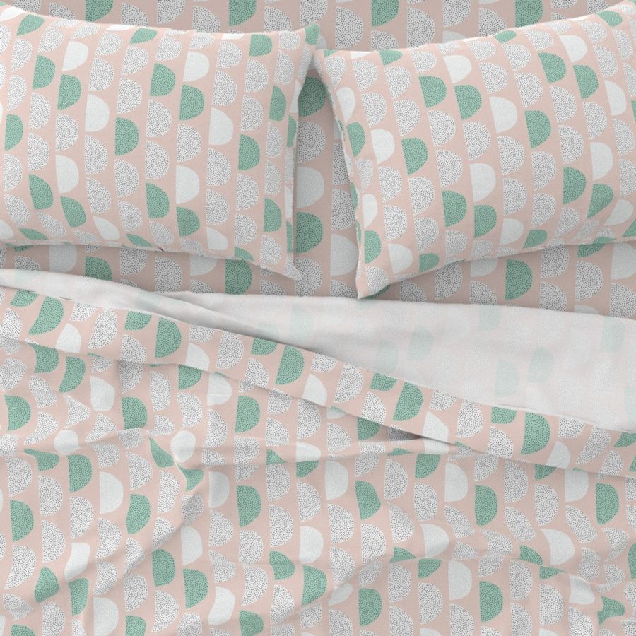 Scandinavian retro circles soft pastel moon gender neutral mint