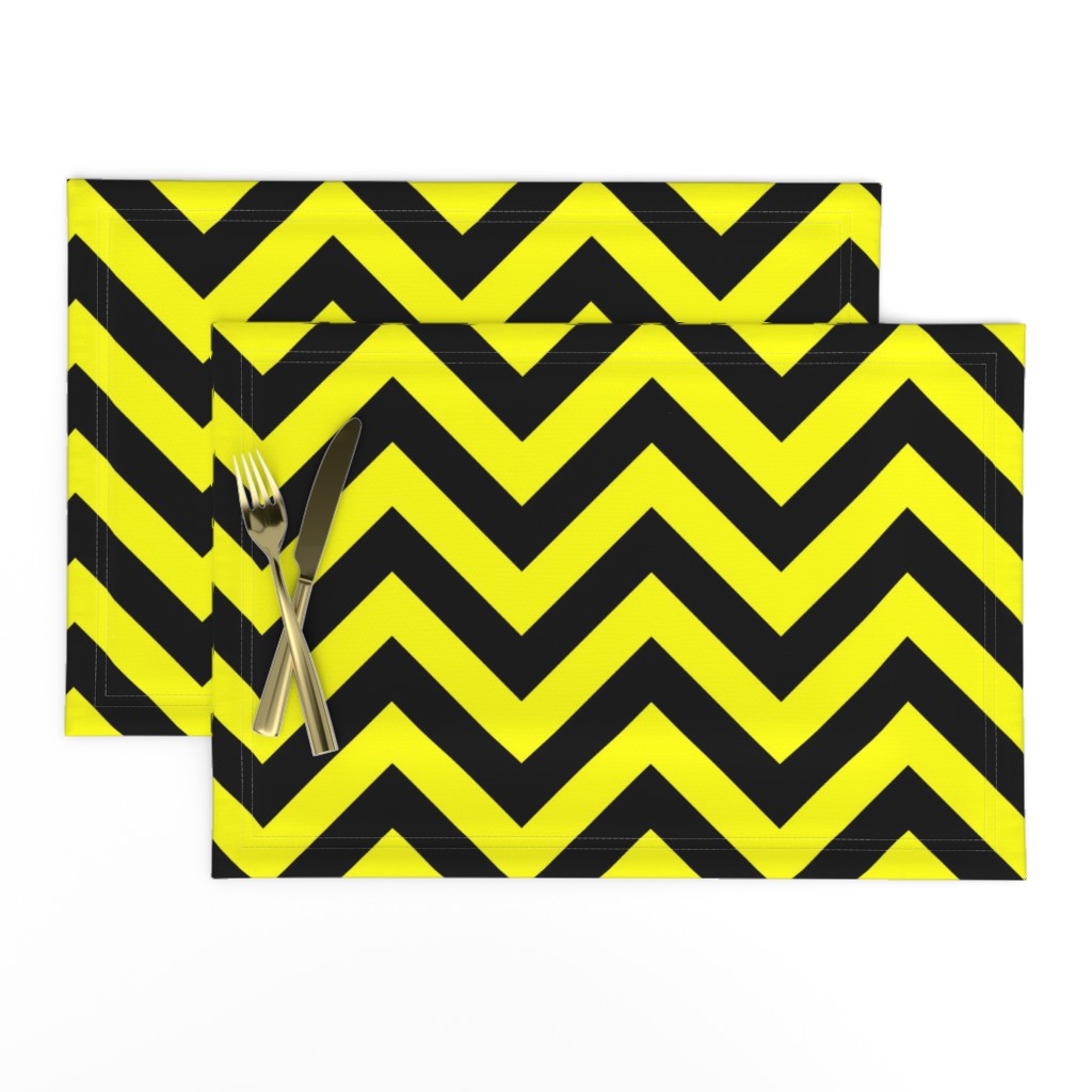 Six Inch Yellow and Black Chevron Stripes