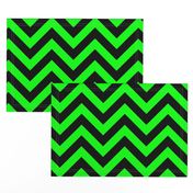 Six Inch Lime Green and Black Chevron Stripes