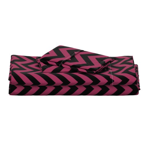 Six Inch Sangria Pink and Black Chevron Stripes