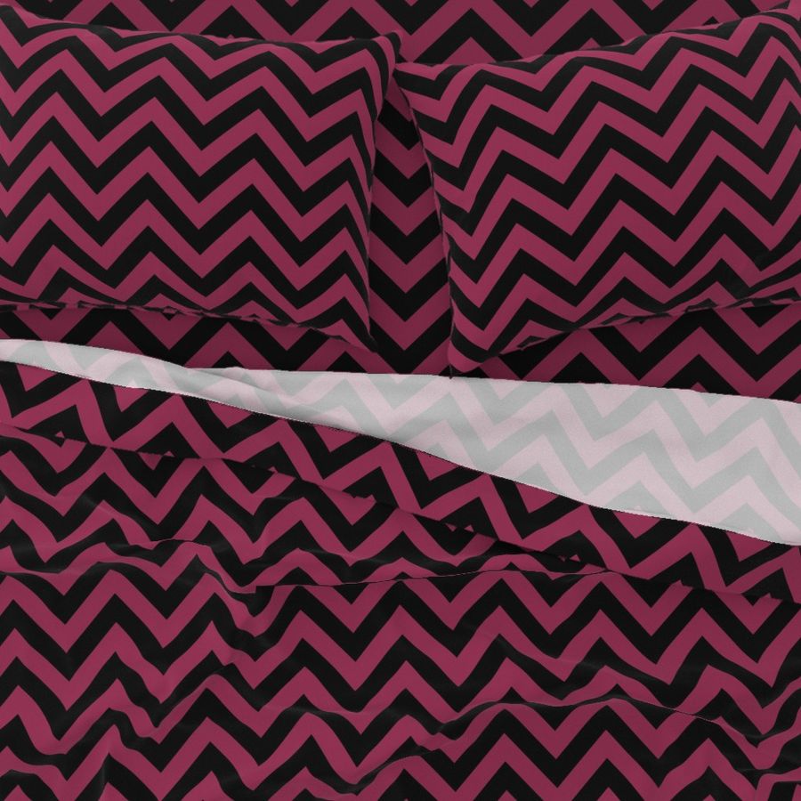 Six Inch Sangria Pink and Black Chevron Stripes