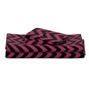 Six Inch Sangria Pink and Black Chevron Stripes