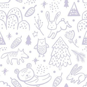 Woodland Animals Lilac for Nursery by Minikuosi