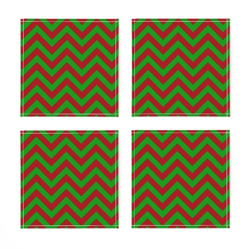 Three Inch Christmas Green and Dark Red Chevron Stripes