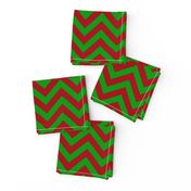 Three Inch Christmas Green and Dark Red Chevron Stripes