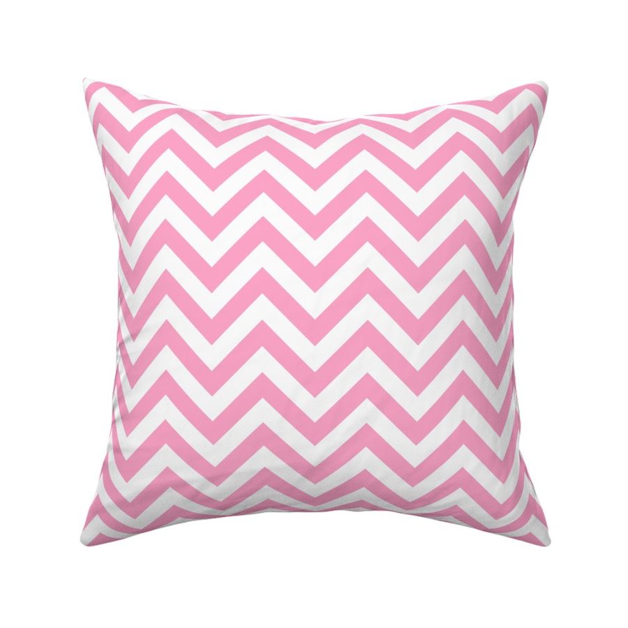 Three Inch Carnation Pink and White Chevron Stripes