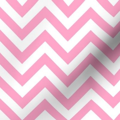 Three Inch Carnation Pink and White Chevron Stripes