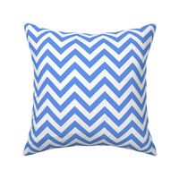 Three Inch Cornflower Blue and White Chevron Stripes