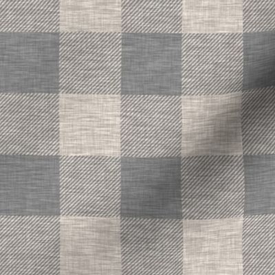 2” Textured Plaid - Beige and Dark Grey - Buffalo Plaid