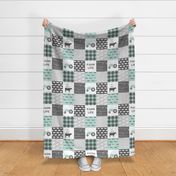 farm life - farm wholecloth - dark mint and grey