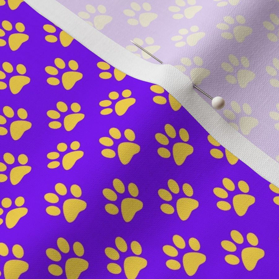 Half Inch Yellow Paw Prints on Purple