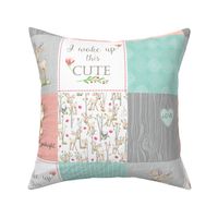 Woodland Patchwork Nursery Quilt - Baby Girl Blanket Deer Fox Bedding Peach Mint Gray GingerLous