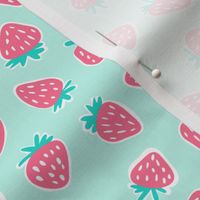 strawberries - dark pink on light aqua