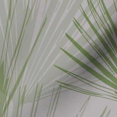 Palm Leaves - pale slate grey and foliage green