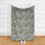 Palm Leaves - pale slate grey and foliage green