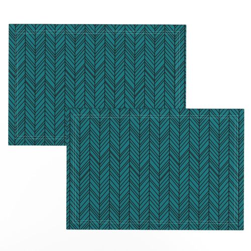 herringbone feathers dark teal on black